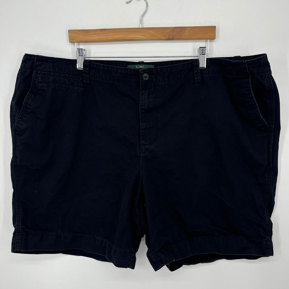 Lauren Ralph Lauren LRL Womens Plus Size 22W Black Cotton Chino Shorts